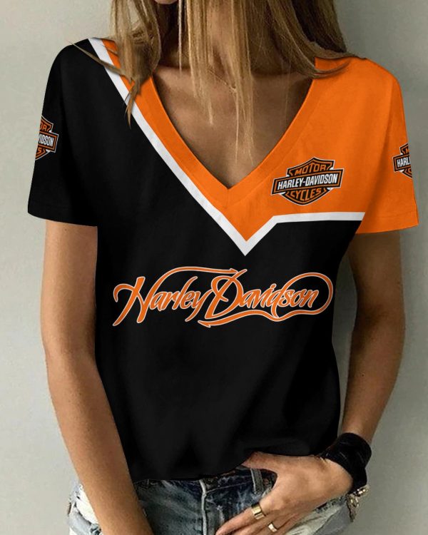 Harley Davidson Summer Women Fashion V-Basic Shirt Custom Design VDVTS785