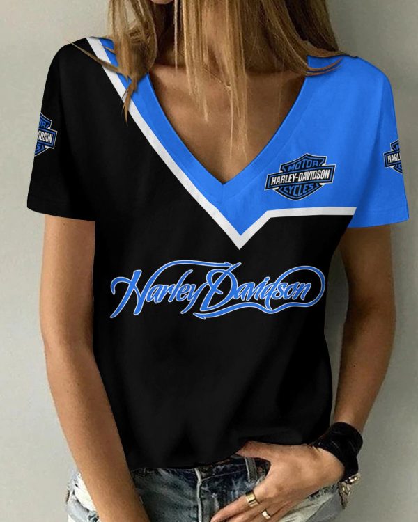 Harley Davidson Summer Women Fashion V-Basic Shirt Custom Design VDVTS785 - Image 4