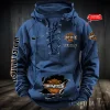Harley Davidson Hooded Blue Lace-up Hoodie VDHLUH001
