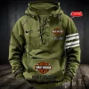 Harley Davidson Hooded Green Lace-up Hoodie VDHLUH002