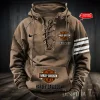 Harley Davidson Hooded Khaki Lace-up Hoodie VDHLUH002
