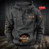 Harley Davidson Hooded Grey Lace-up Hoodie VDHLUH004
