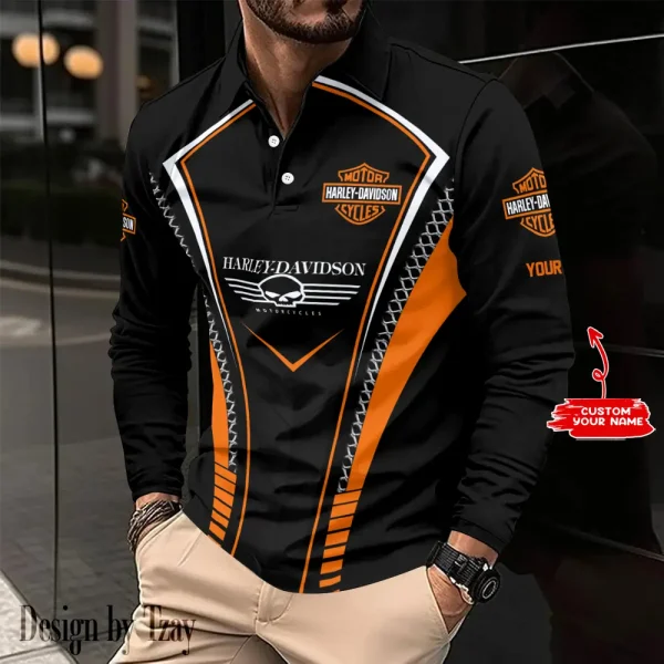 VDLSPS025-Harley Davidson Long Sleeve Button Polo Shirt - Image 2