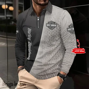 Harley Davidson Long Sleeve Button Polo Shirt VDLSPS029