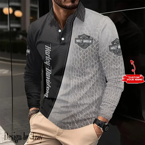 Harley Davidson Long Sleeve Button Polo Shirt VDLSPS029 - Image 2