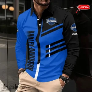 Harley Davidson Long Sleeve Button Polo Shirt VDLSPS040