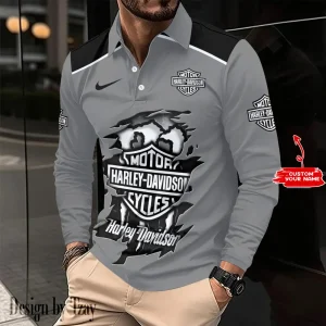 Harley Davidson Long Sleeve Button Polo Shirt VDLSPS044