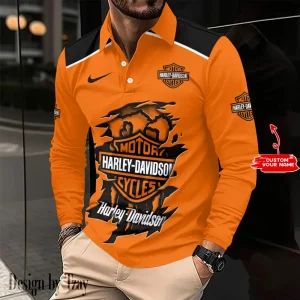 Harley Davidson Long Sleeve Button Polo Shirt VDLSPS046