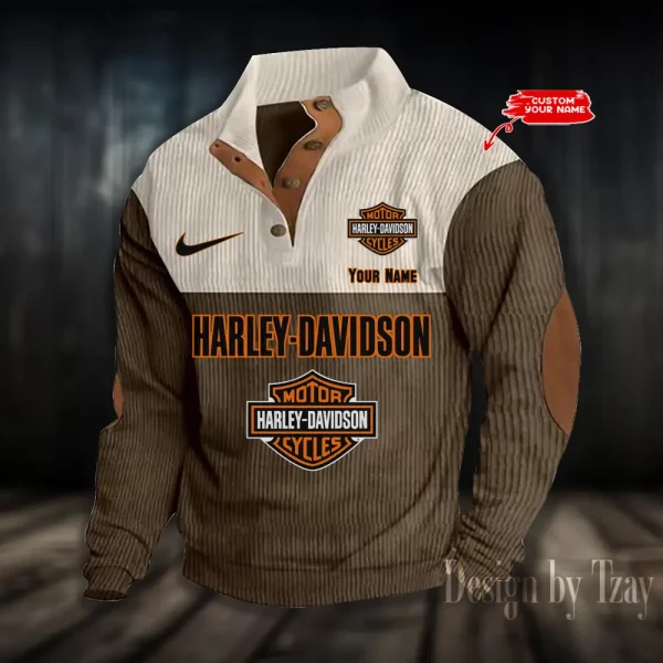 Harley Davidson Double Breasted Stand Collar Hoodies VDDBSH138