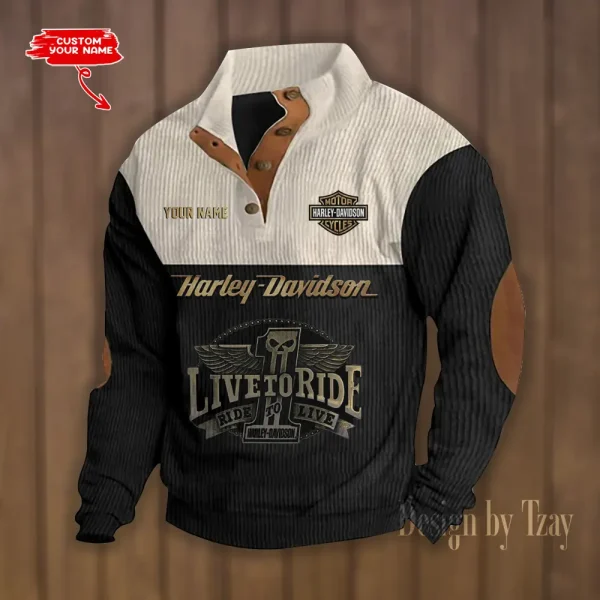 Harley Davidson Double Breasted Stand Collar Hoodies VDDBSH187