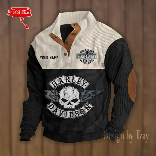 Harley Davidson Double Breasted Stand Collar Hoodies VDDBSH193