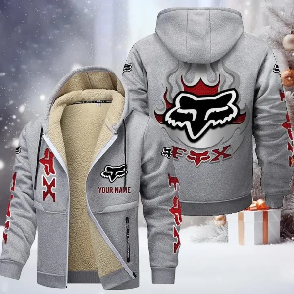 Fox Racing Light Grey Hoodie Zip Velvet Coat VDTZH924