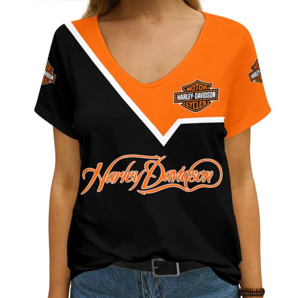 Harley Davidson Summer Women Fashion V-Basic Shirt Custom Design VDVTS785 - Image 5