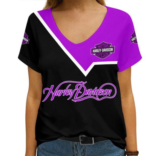 Harley Davidson Summer Women Fashion V-Basic Shirt Custom Design VDVTS785 - Image 8