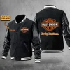 Harley-Davidson PURBLJ144 Winter Baseball Jacket Men’s Woolen PU Sleeve