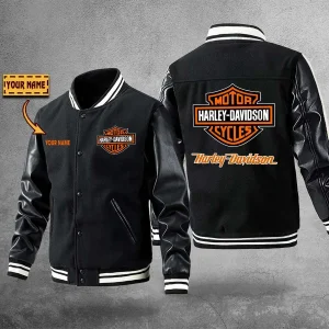 Harley-Davidson PURBLJ144 Winter Baseball Jacket Men’s Woolen PU Sleeve