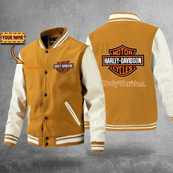 Harley-Davidson PURBLJ144 Winter Baseball Jacket Men’s Woolen PU Sleeve - Image 6