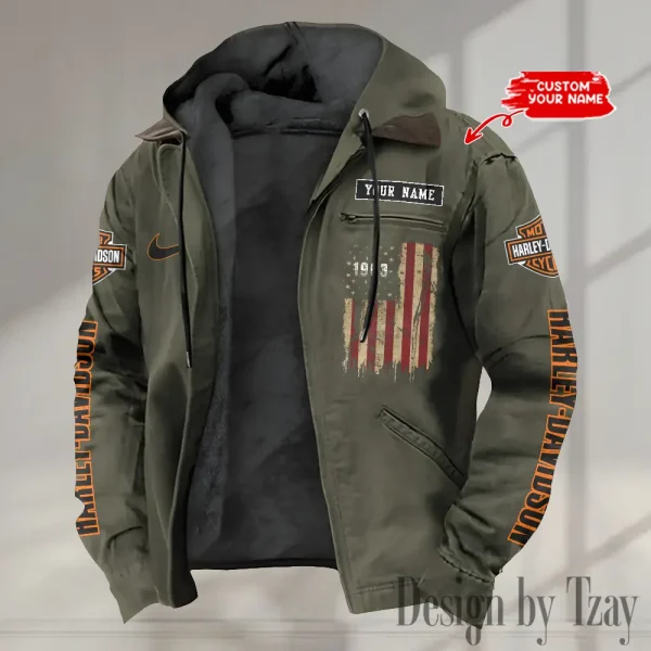 Harley Davidson Men’s Casual Padded Jacket Hooded VDPJH004-Green