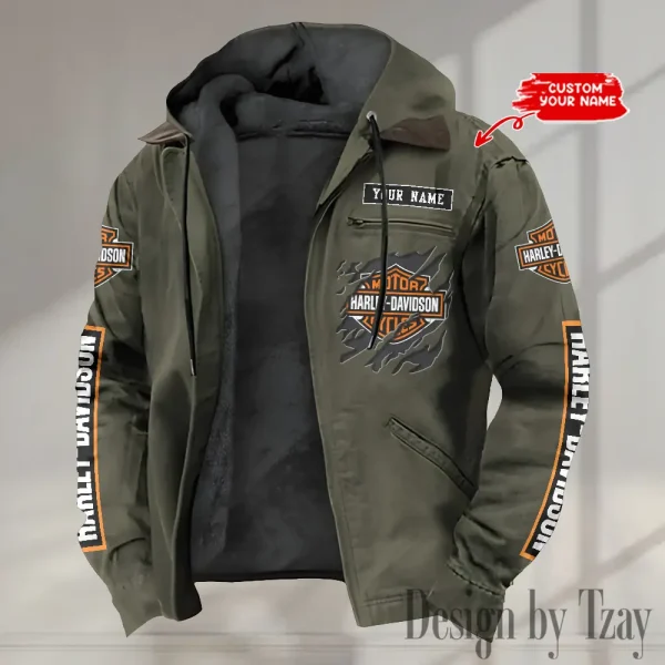 Harley Davidson Men’s Casual Padded Jacket Hooded VDPJH005-Green