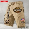 Harley Davidson Men's Khaki Cargo Shorts Button Trend Unique Design 2025 VDMCSB001