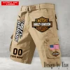 Harley Davidson Men's Khaki Cargo Shorts Button Trend Unique Design 2025 VDMCSB002