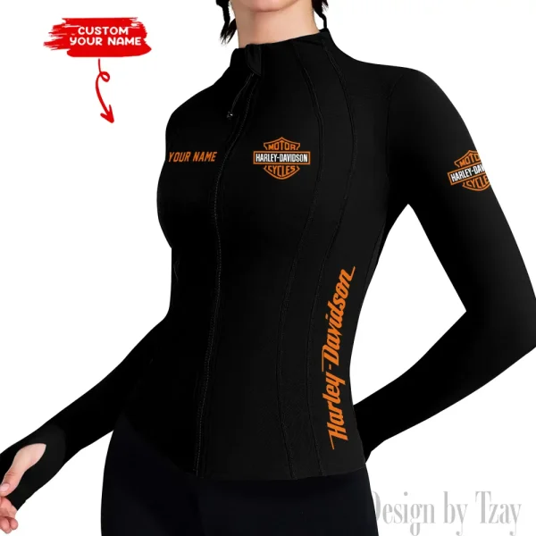Harley Davidson Women's Tracksuit Jacket Slim Fit Long Sleeved Fitness Coat Yoga Tops MTTWAJ001