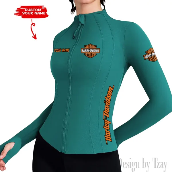 Harley Davidson Women's Tracksuit Jacket Slim Fit Long Sleeved Fitness Coat Yoga Tops MTTWAJ001