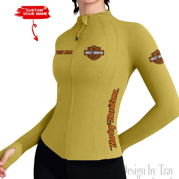 Harley Davidson Women's Tracksuit Jacket Slim Fit Long Sleeved Fitness Coat Yoga Tops MTTWAJ001