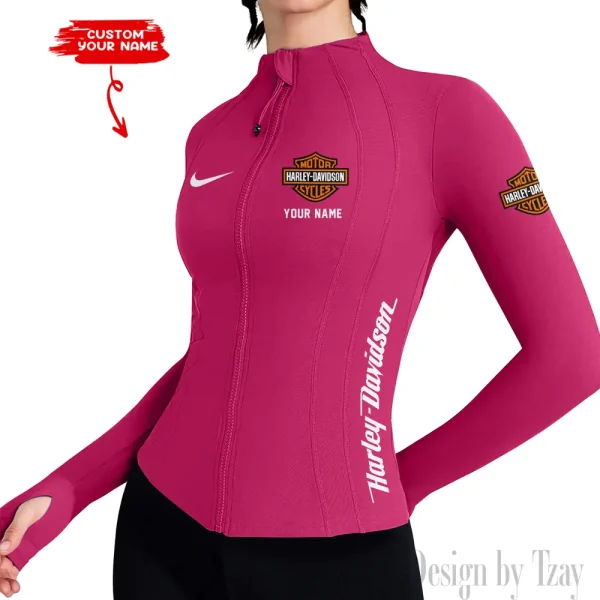 Harley Davidson Women's Tracksuit Jacket Slim Fit Long Sleeved Fitness Coat Yoga Tops MTTWAJ002