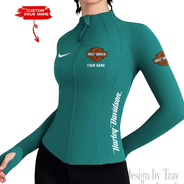 Harley Davidson Women's Tracksuit Jacket Slim Fit Long Sleeved Fitness Coat Yoga Tops MTTWAJ002