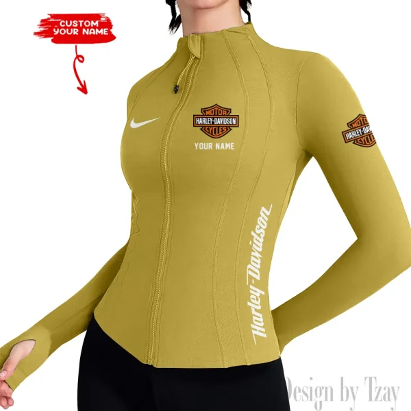 Harley Davidson Women's Tracksuit Jacket Slim Fit Long Sleeved Fitness Coat Yoga Tops MTTWAJ002