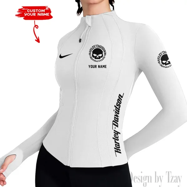 Harley Davidson Women's Tracksuit Jacket Slim Fit Long Sleeved Fitness Coat Yoga Tops MTTWAJ003