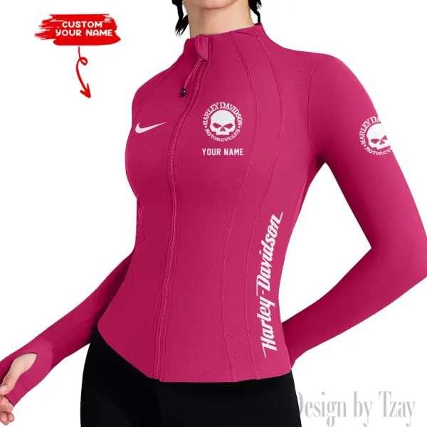 Harley Davidson Women's Tracksuit Jacket Slim Fit Long Sleeved Fitness Coat Yoga Tops MTTWAJ003