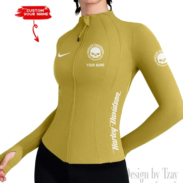 Harley Davidson Women's Tracksuit Jacket Slim Fit Long Sleeved Fitness Coat Yoga Tops MTTWAJ003