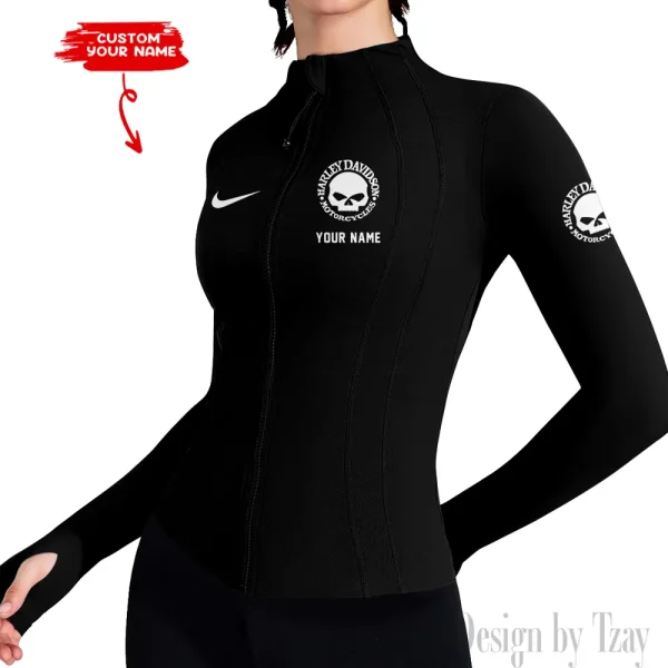 Harley Davidson Women's Tracksuit Jacket Slim Fit Long Sleeved Fitness Coat Yoga Tops MTTWAJ004