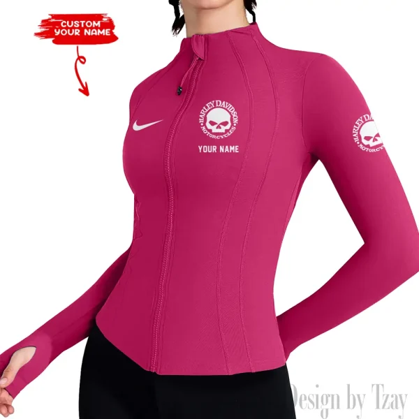 Harley Davidson Women's Tracksuit Jacket Slim Fit Long Sleeved Fitness Coat Yoga Tops MTTWAJ004