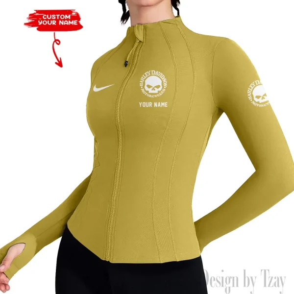 Harley Davidson Women's Tracksuit Jacket Slim Fit Long Sleeved Fitness Coat Yoga Tops MTTWAJ004