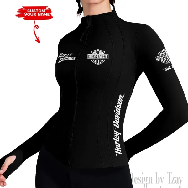 Harley Davidson Women's Tracksuit Jacket Slim Fit Long Sleeved Fitness Coat Yoga Tops MTTWAJ005