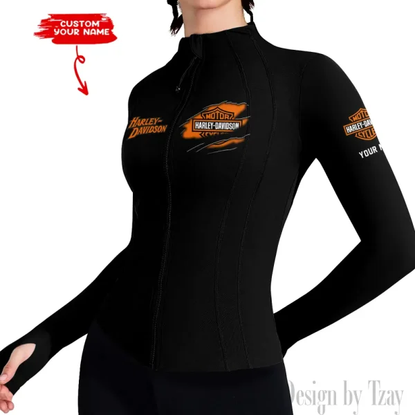 Harley Davidson Women's Tracksuit Jacket Slim Fit Long Sleeved Fitness Coat Yoga Tops MTTWAJ006