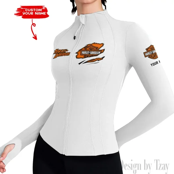 Harley Davidson Women's Tracksuit Jacket Slim Fit Long Sleeved Fitness Coat Yoga Tops MTTWAJ006