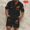 Harley Davidson Comfortable Summer Mens Casual Fashion Pure Color Plaid Shirt Shorts 2 Piece Set Short Sleeve MTTMSSTF001