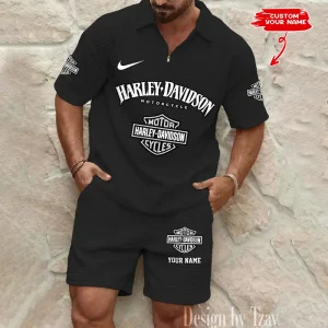 Harley Davidson Comfortable Summer Mens Casual Fashion Pure Color Plaid Shirt Shorts 2 Piece Set Short Sleeve MTTMSSTF006