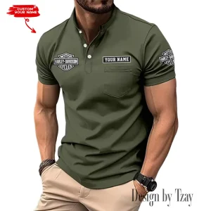 Harley Davidson Summer Style Men's T-Shirt Collared Henry Short Sleeve Casual Top for Men MTTMMHS001
