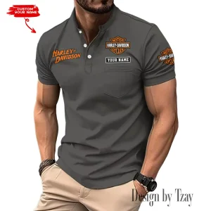Harley Davidson Summer Style Men's T-Shirt Collared Henry Short Sleeve Casual Top for Men MTTMMHS002