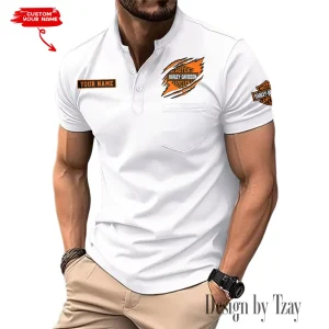 Harley Davidson Summer Style Men's T-Shirt Collared Henry Short Sleeve Casual Top for Men MTTMMHS007