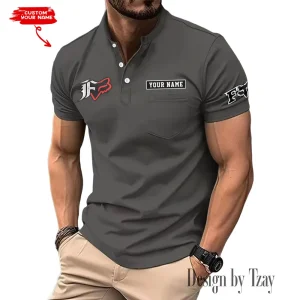 Fox Racing Summer Style Men's T-Shirt Collared Henry Short Sleeve Casual Top for Men MTTMMHS006