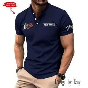 Fox Racing Summer Style Men's T-Shirt Collared Henry Short Sleeve Casual Top for Men MTTMMHS006