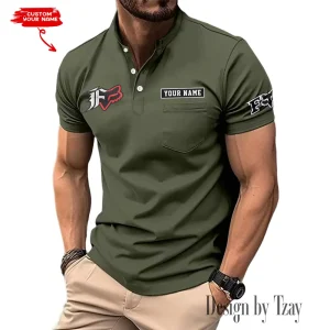 Fox Racing Summer Style Men's T-Shirt Collared Henry Short Sleeve Casual Top for Men MTTMMHS006