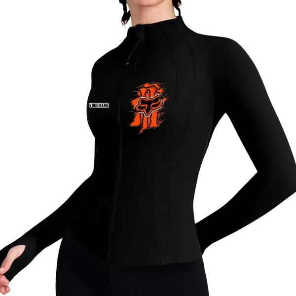 Fox Racing Women's Tracksuit Jacket Slim Fit Long Sleeved Fitness Coat Yoga Tops MTTWAJ007