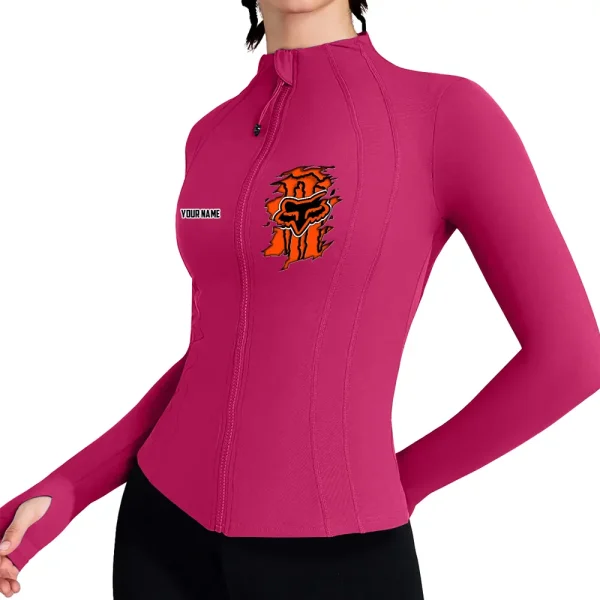 Fox Racing Women's Tracksuit Jacket Slim Fit Long Sleeved Fitness Coat Yoga Tops MTTWAJ007